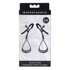 Sportsheets Velvet Noir Tuggable Nipple Clamps - Black