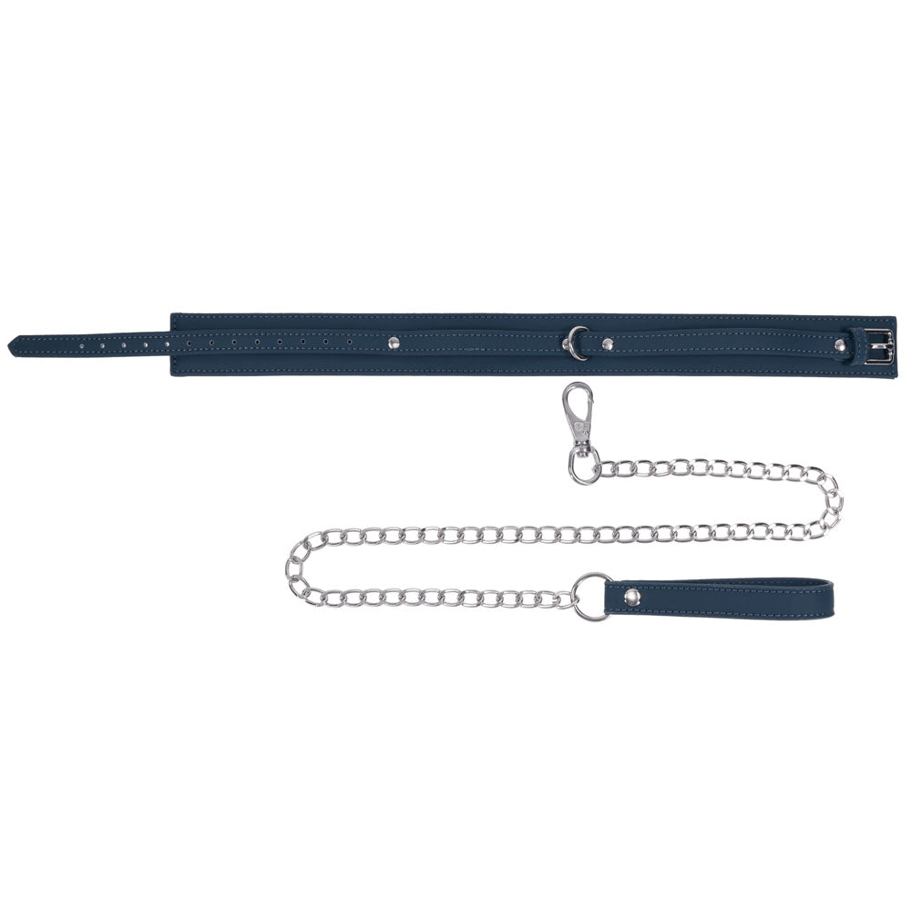 SPORTSHEETS Signature Twilight Tease Collar & Leash - Blue Adjustable Restraint
