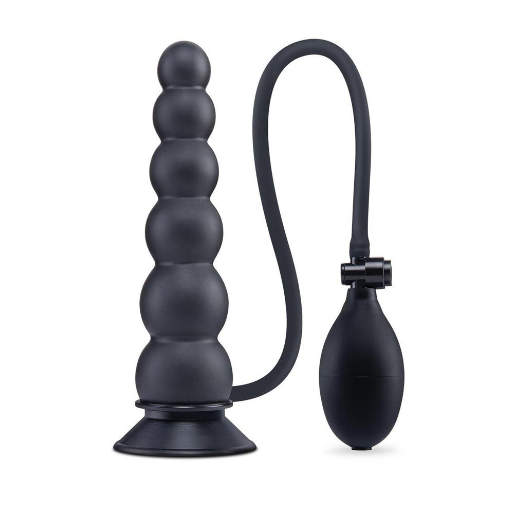 Size Up 7 Inch Ripple Inflatable Butt Plug - Black 20.3 cm Inflatable Butt Plug