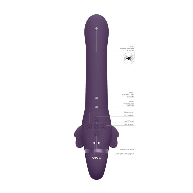 Vive SATU 23 cm USB Rechargeable Strapless Wearable Strap-On Purple