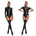 Glossy Latex Look Bodysuit - Long Arms No Legs in 4 Sizes & 2 Colours