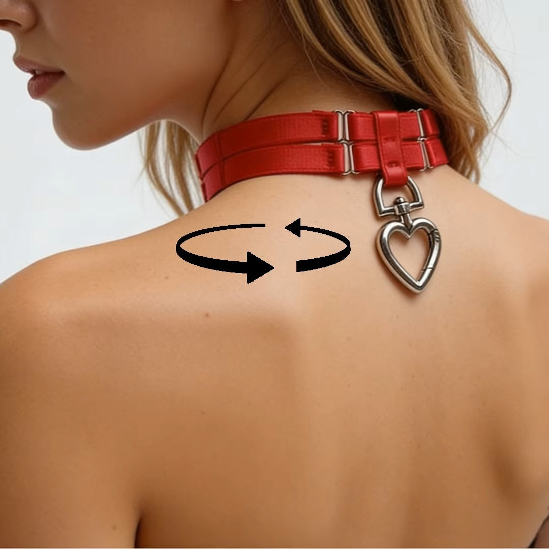 BDSM Collar with Heart Shape Leash-Ring
