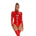Glossy Latex Look Bodysuit - Long Arms No Legs in 4 Sizes & 2 Colours