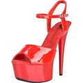 Red Platform Sandal With Quick Release Strap 6in Heel Size AU 8