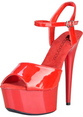 Red Platform Sandal With Quick Release Strap 6in Heel Size AU 8