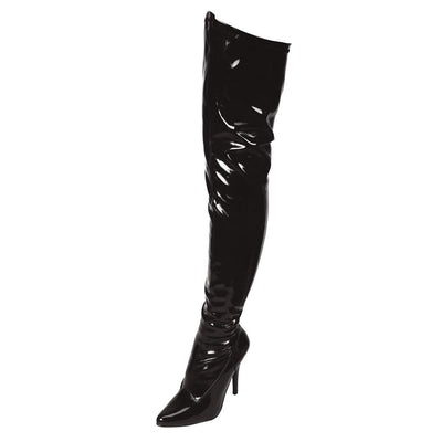 Black Pointed Toe Thigh High Boot 5in Heel Size AU 7