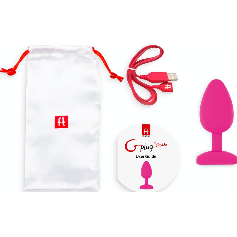 Gplug Large Bioskin vibrating butt plug Sweet Raspberry
