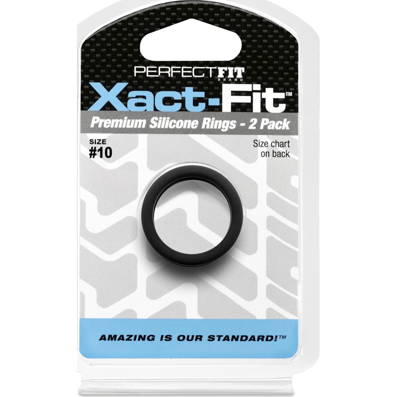 Perfect Fit Xact-Fit Silicone Cock Rings 2 Pk - Black Size 10