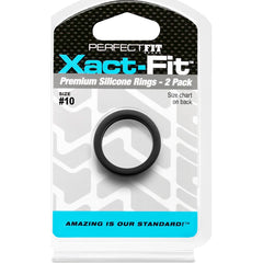 Perfect Fit Xact-Fit Silicone Cock Rings 2 Pk - Black Size 10