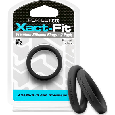Xact-Fit Cock Rings #12 1.2in 2 Pk - Black