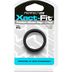 Perfect Fit Xact-Fit Silicone Cock Rings 2 Pk - Black Size 12