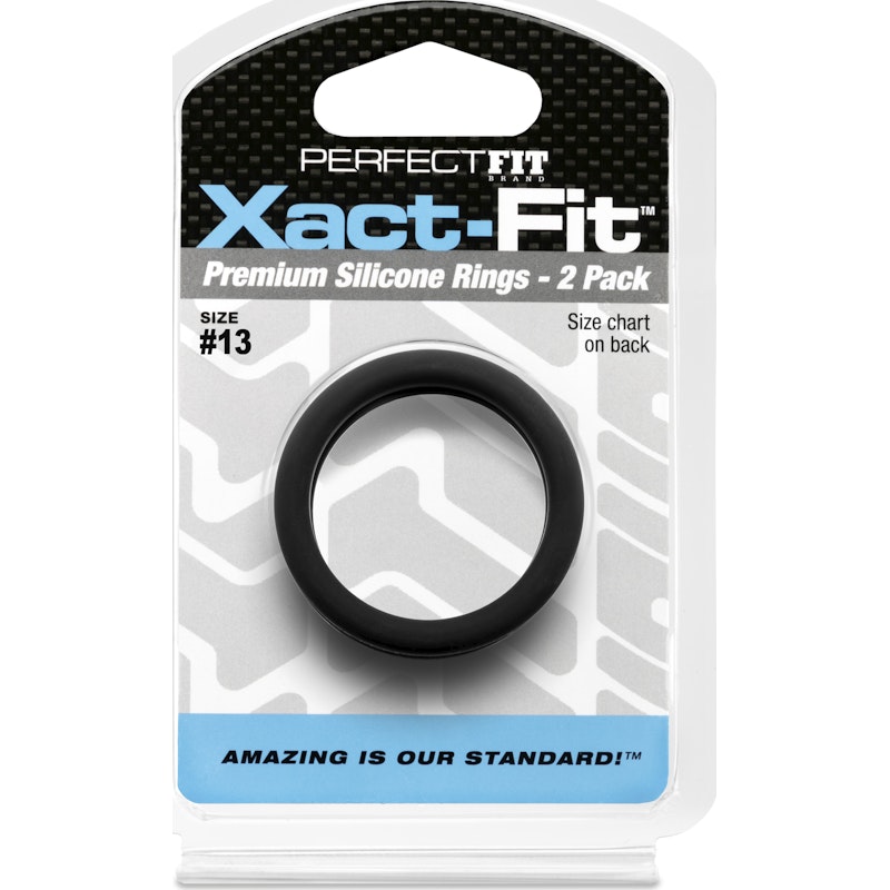Perfect Fit Xact-Fit Silicone Cock Rings 2 Pk - Black Size 13