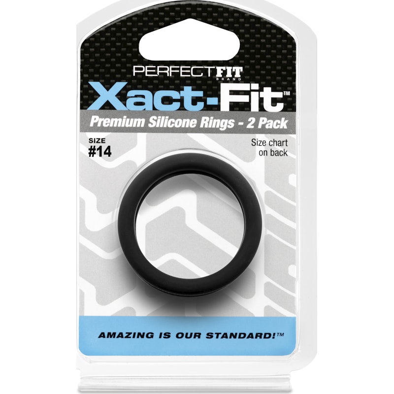Perfect Fit Xact-Fit Silicone Cock Rings 2 Pk - Black Size 14
