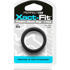 Perfect Fit Xact-Fit Silicone Cock Rings 2 Pk - Black Size 14