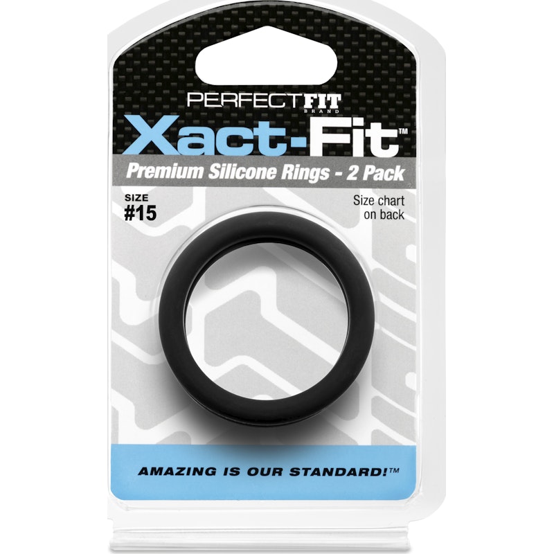 Perfect Fit Xact-Fit Silicone Cock Rings 2 Pk - Black Size 15