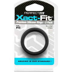 Perfect Fit Xact-Fit Silicone Cock Rings 2 Pk - Black Size 15