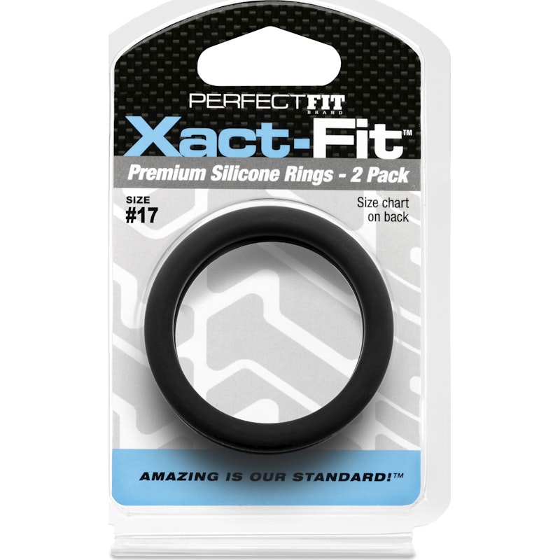 Perfect Fit Xact-Fit Silicone Cock Rings 2 Pk - Black Size 17