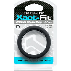 Perfect Fit Xact-Fit Silicone Cock Rings 2 Pk - Black Size 18