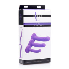 Tri-Play 3 Piece Silicone Pegging & Dildo Set - Purple