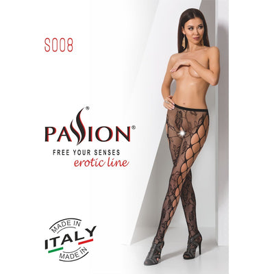 Lace Stockings Open Side S008 BLK - One Size