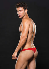Microfibre Low Rise Zip Thong Red M/L