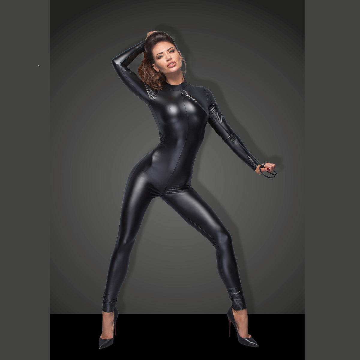 Power Wetlook Overall With Leash And 2 Way Zipper - M