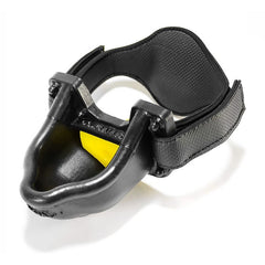 Piss trough strap on mouth gag Black/Yellow