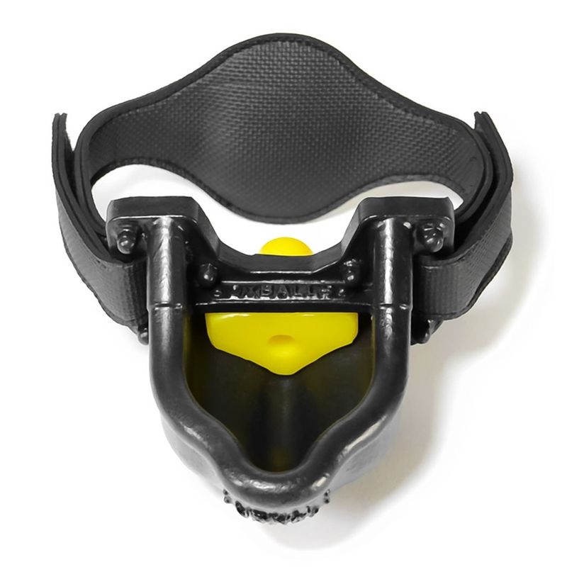 Piss trough strap on mouth gag Black/Yellow