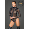 Zipped Tulle Bodysuit w Embroidery  S