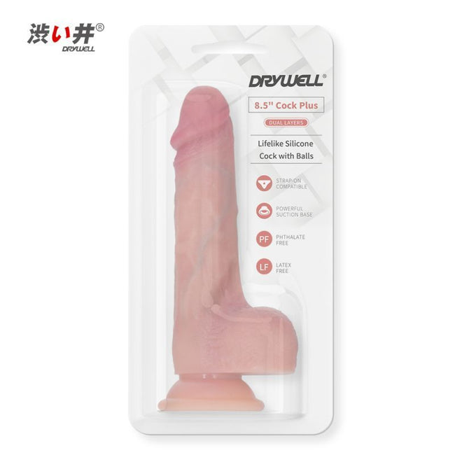 Realistic Silicone Cock w Suction 8.5in