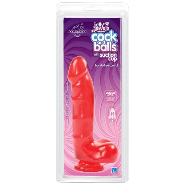 Cock And Balls With Suction Cup Ruby 15cm