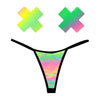 Rainbow Reflective G-String and X Pastie Set - one size