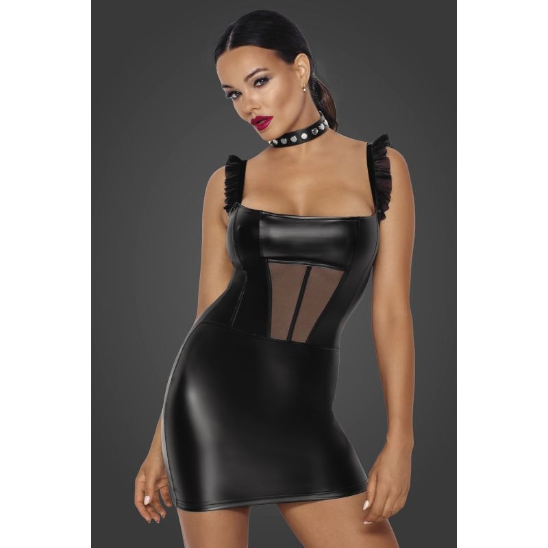 Power Wetlook Short Dress w Front Tulle Inserts - 3 sizes