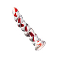 Sexus Glass Ribbed Dildo - 18.2cm Red