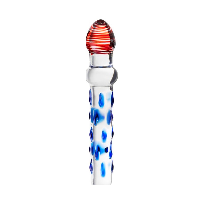 Sexus Glass Dildo Blue/Red 20 cm