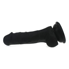 Realistic Dildo Veined Shaft w Balls - Black