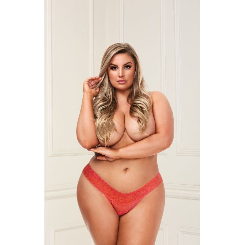 Low Rise Lace Thong Neon Blue - Large sizes