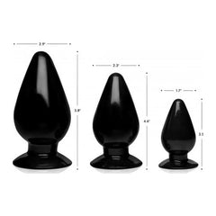 Triple Cones 3 Pc Anal Plug Set Black by Master Series