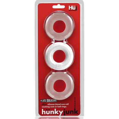 Hunky Junk 3 pc Cockrings White Ice