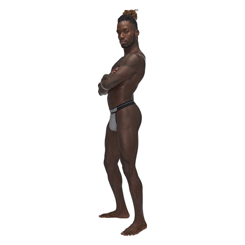 Male Power Sexagon Micro V Thong Grey S/M