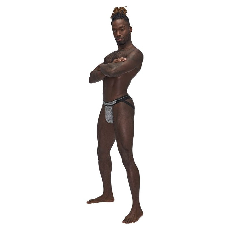 Male Power Sexagon Strappy Ring Jock Grey - 2 sizes