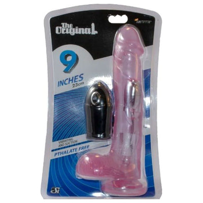 Vibrating Cock dildo with balls & Suction cup 9 inch Purple