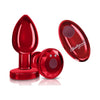 Cheeky Charms Red Rechargeable Vibrating Metal Butt Plug w Remote Medium