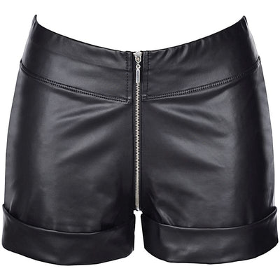 Stretch Wetlook Zip Shorts Black - 4 sizes