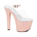 Stiletto Platform Sandal With Peach Glitter 7 inch heel - 3 sizes