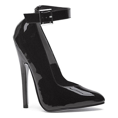 Fetish Pump w Ankle Strap Black 6 inch heel - 3 sizes