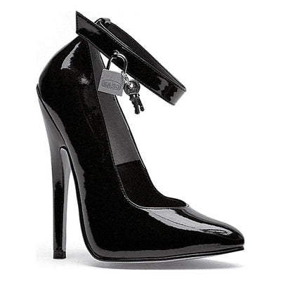 Fetish Pump w Lock and Key Black 6 inch heel - 3 sizes
