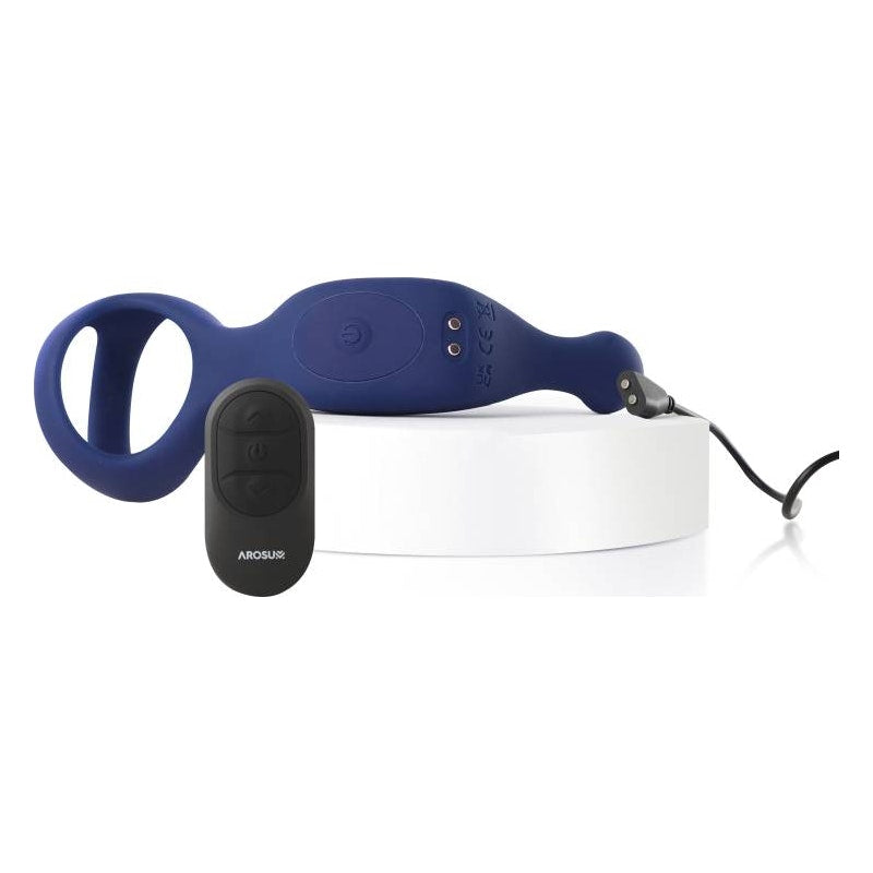 Underquaker Vibrating Anal Probe with Cockring and Remote Control - Blue