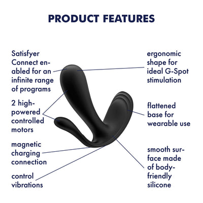Satisfyer Top Secret + Wearable Vibrator with Vaginal & Anal Probes - Black