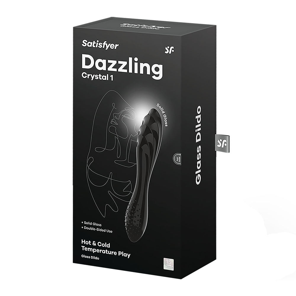 Satisfyer Dazzling Crystal Glass Dildo - Black